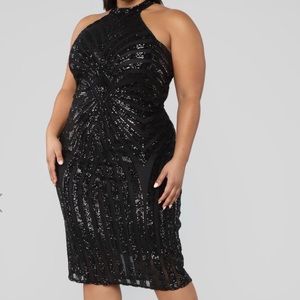 Fashion Nova Concrete Rose Midi Dress - Black 2x